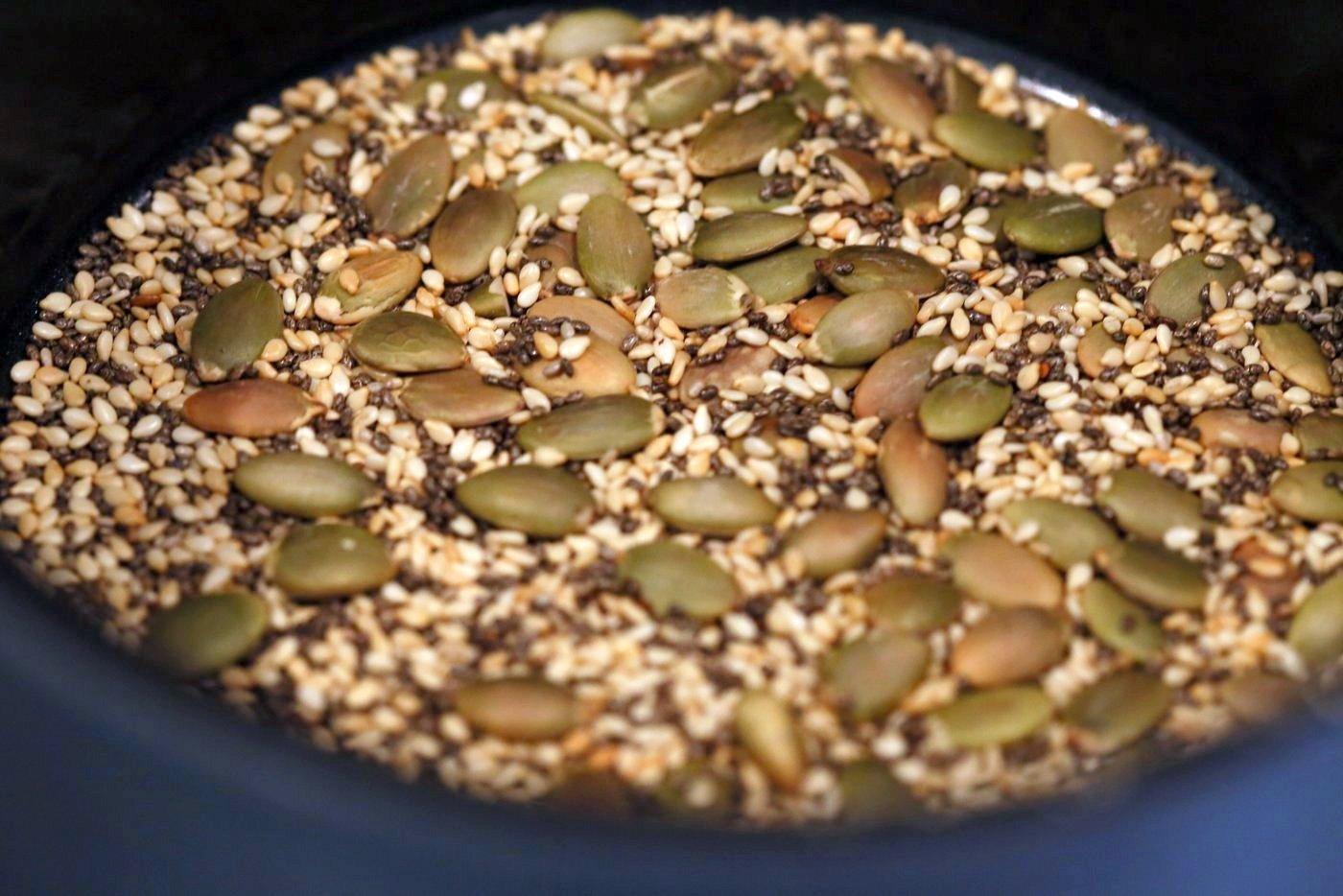 Seedy Chocolate No Bake Granola Bars with candied ginger and gingerbread spices. These bars filled will nuts and seeds make a tasty snack. substitute nuts with more seeds to make them nut-free. Vegan Gluten-free Recipe | VeganRicha.com
