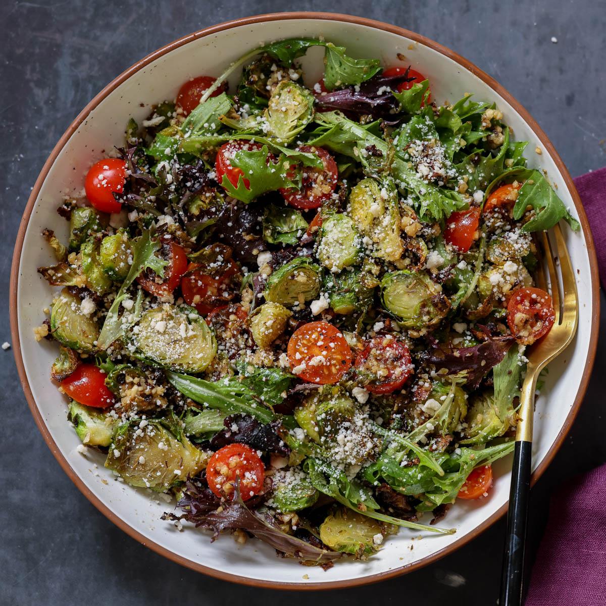 Roasted Shaved Brussels Sprouts Salad With Walnut Crumble (gluten-free, soy-free)