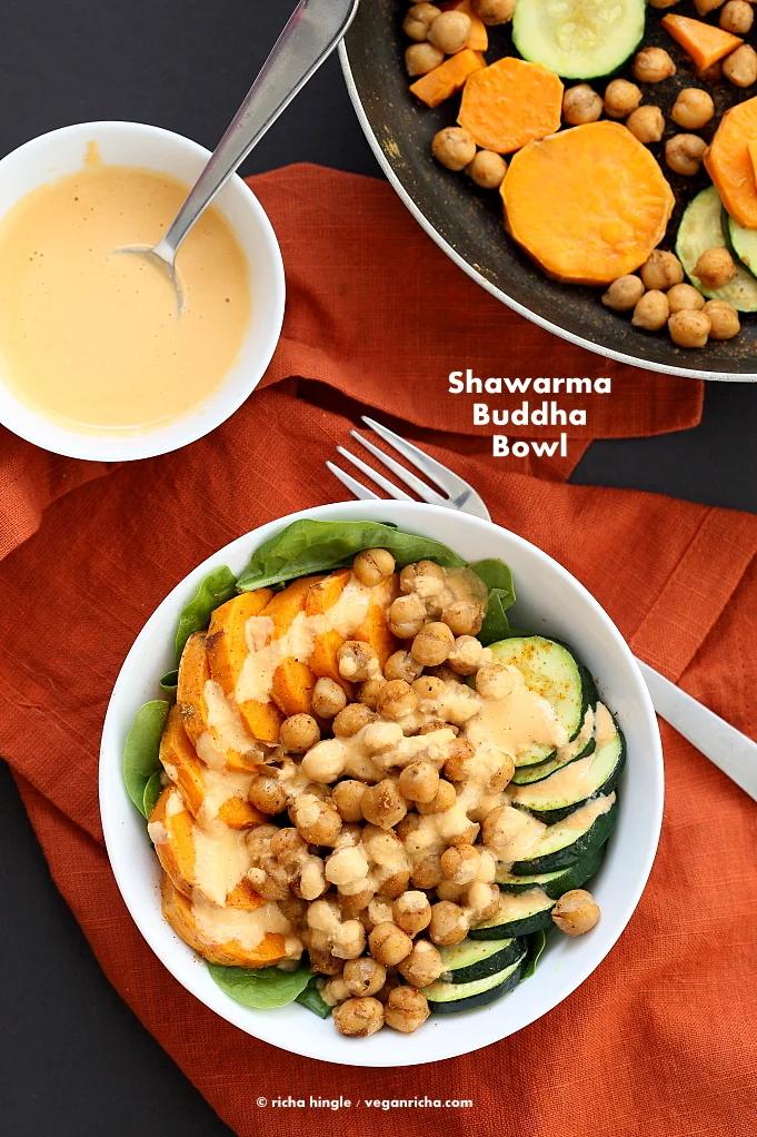 Shawarma Chickpea Sweet Potato Buddha Bowl