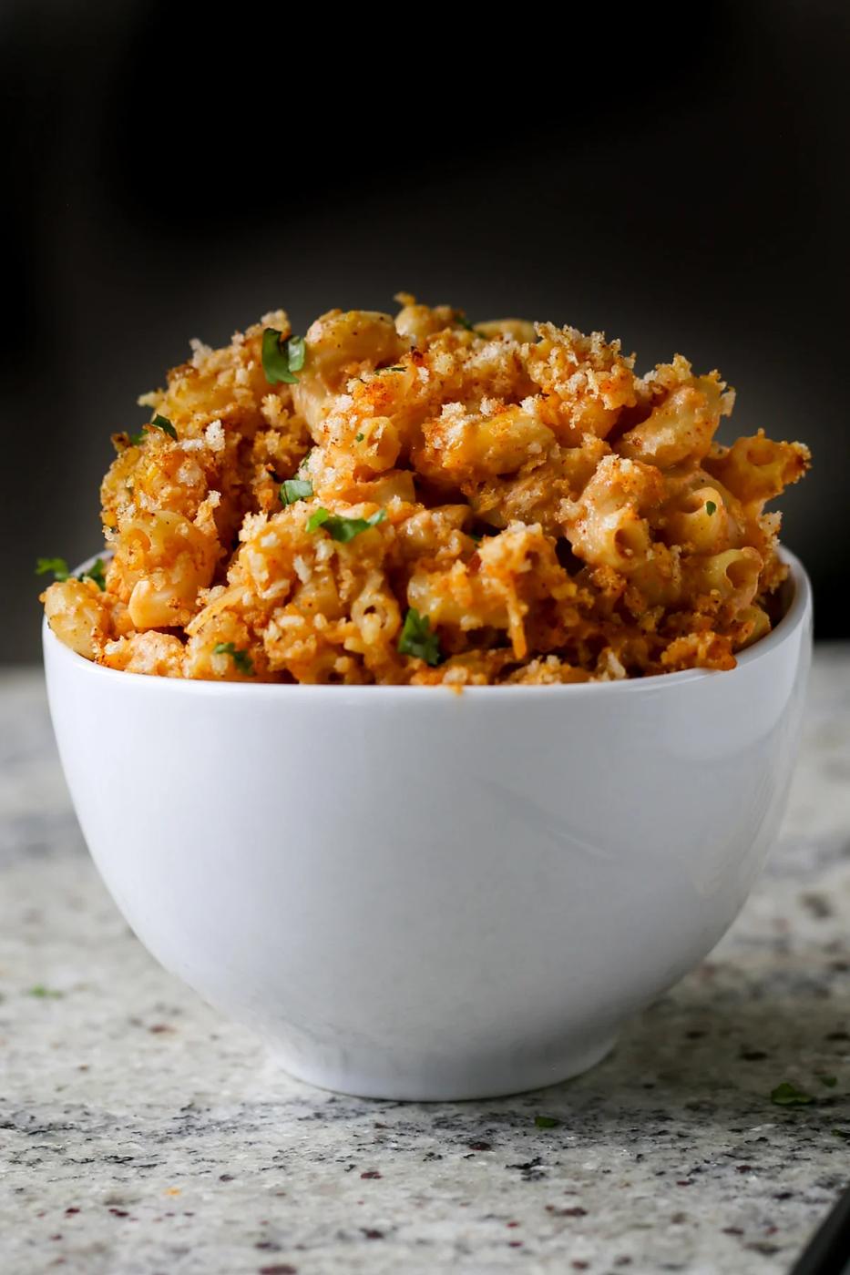 bowl of smoky vegan mac and cheese