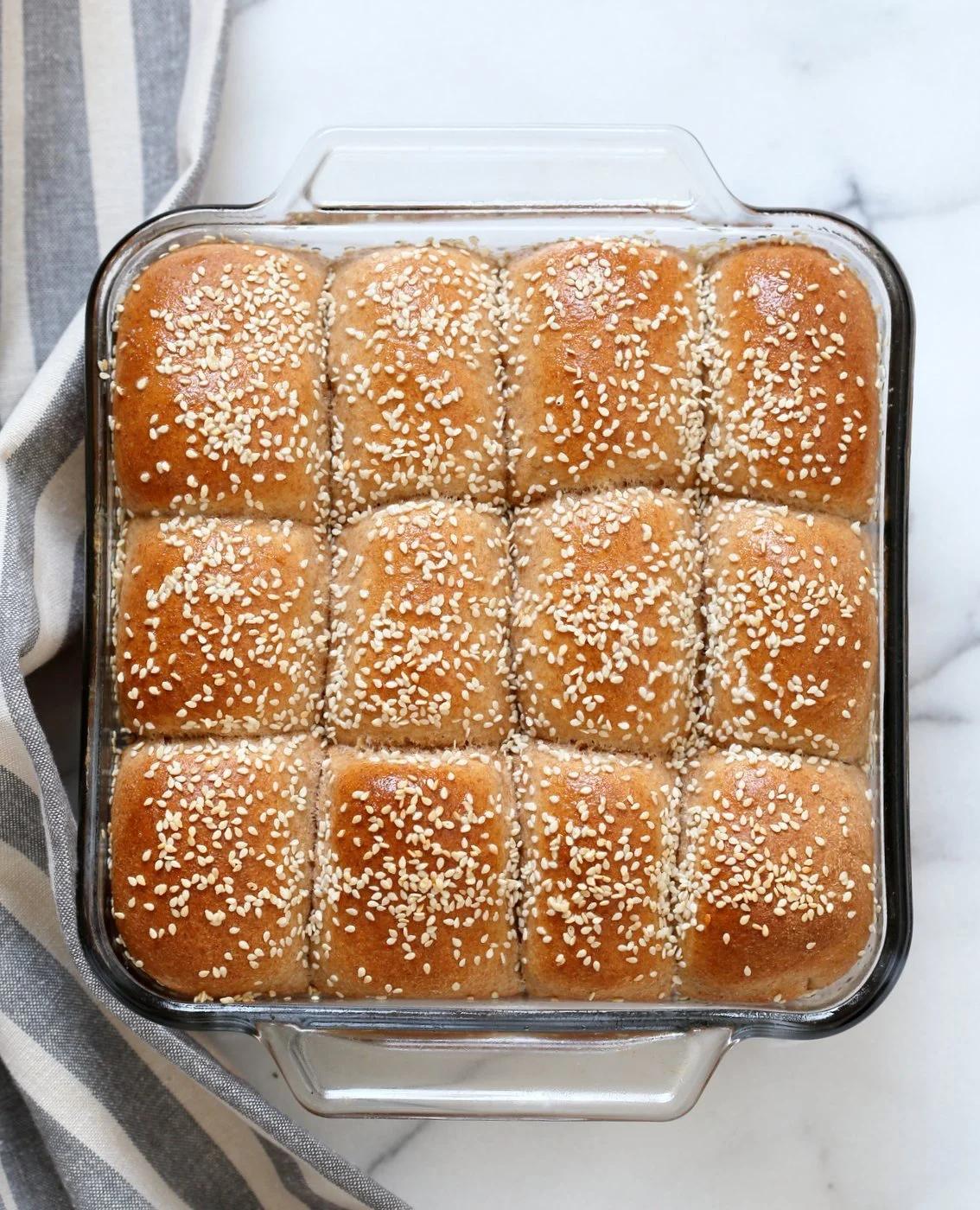 Soft Whole Wheat Dinner Rolls. Moist and soft Whole wheat Rolls 100% Whole grain rolls. Use as Wheat Buns for Burgers or Sliders. Vegan Whole Grain Dinner Rolls. Soy-free Palm Oil-free Recipe | VeganRicha.com
