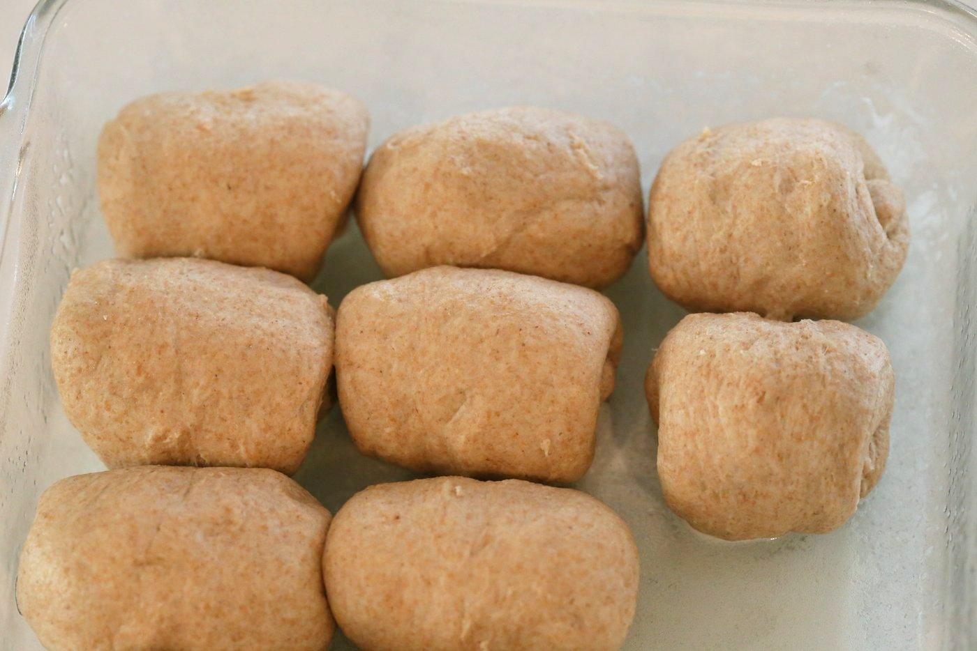 Soft Whole Wheat Dinner Rolls. Moist and soft Whole wheat Rolls 100% Whole grain rolls. Use as Wheat Buns for Burgers or Sliders. Vegan Whole Grain Dinner Rolls. Soy-free Palm Oil-free Recipe | VeganRicha.com