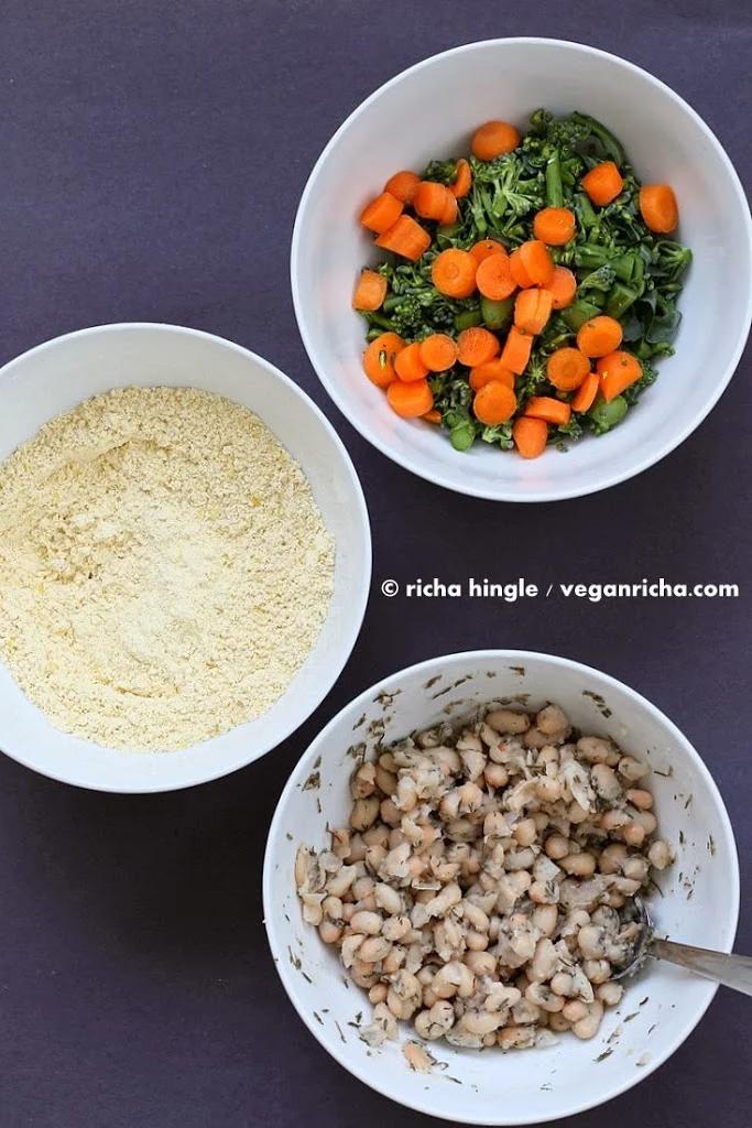 Broccolini White Bean Frittata. How to make Gluten free Soy free Vegan Frittata with Chickpea flour, beans, veggies. No Tofu | VeganRicha.com