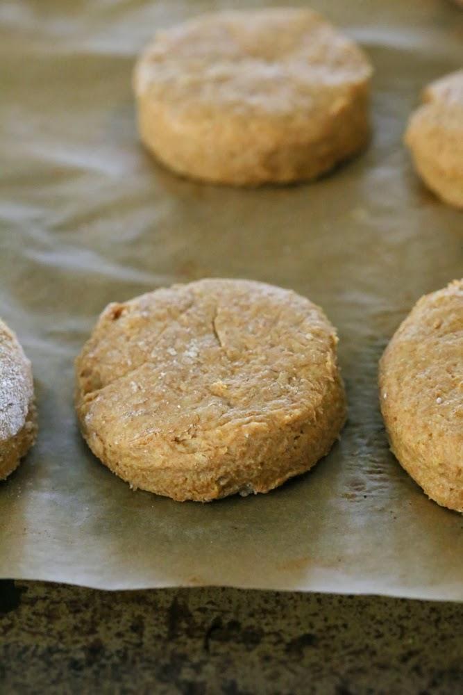 unbaked sweet potato biscuits on a sheet pan ready to be baked