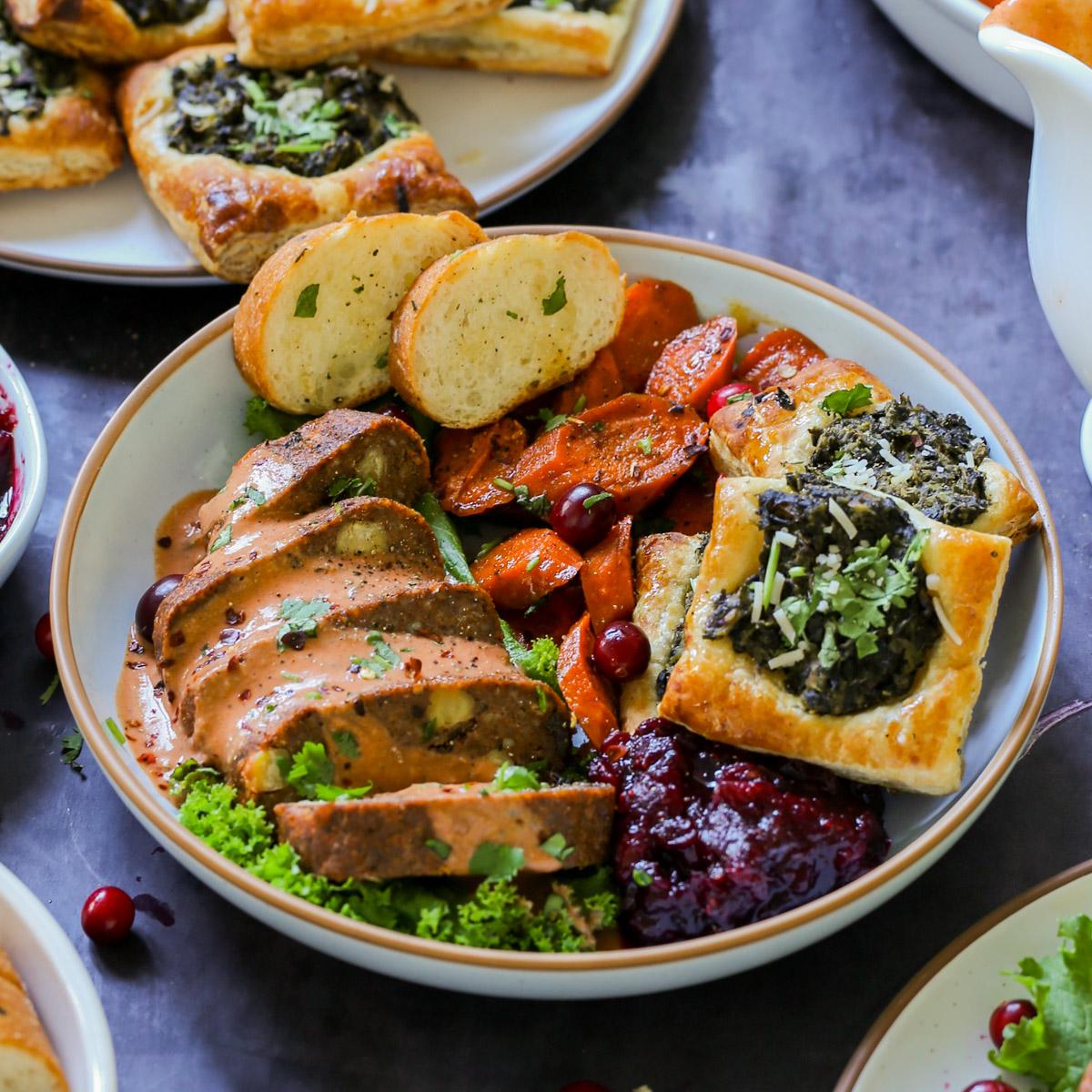 Indian Spiced Chickpea Meatloaf with Butter sauce Gravy (soy-free, gluten-free option)