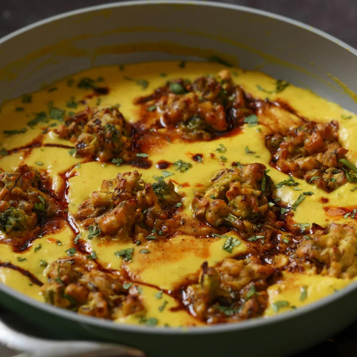 Indian Punjabi Kadhi Pakora (Onion Fritters in Spiced Yogurt Sauce)