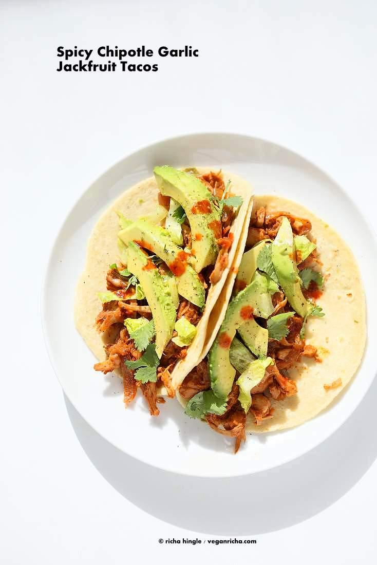 Spicy Garlic Chipotle Jackfruit Tacos