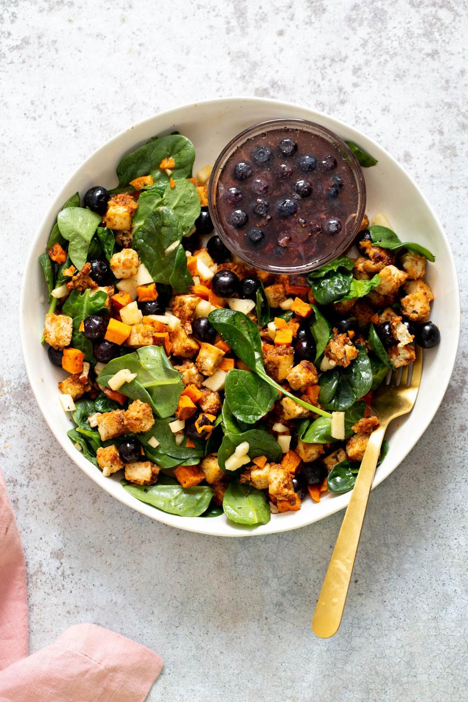 Spicy Maple Mustard Tofu Bowl with Sweet Potatoes