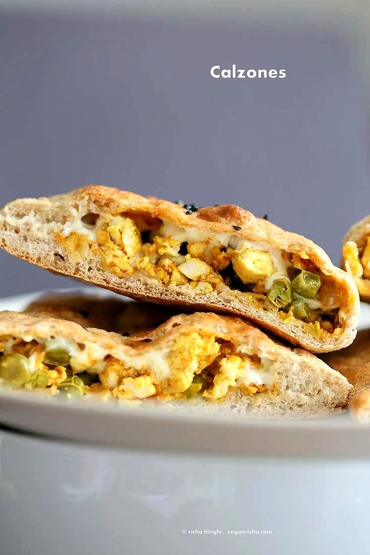 Spicy Tofu Peas stuffed Naan Calzone