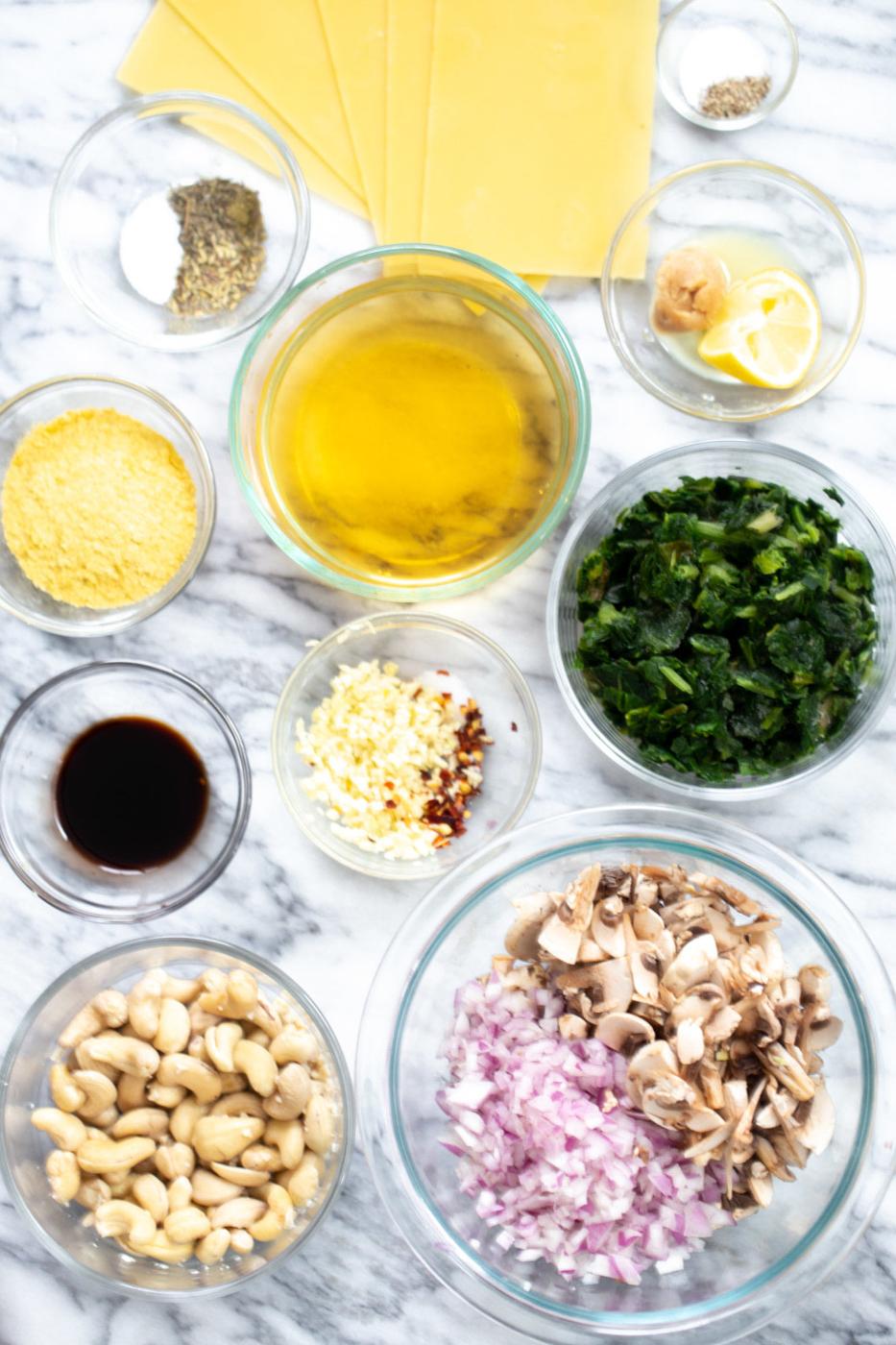 ingredients needed for making vegan skillet lasagna
