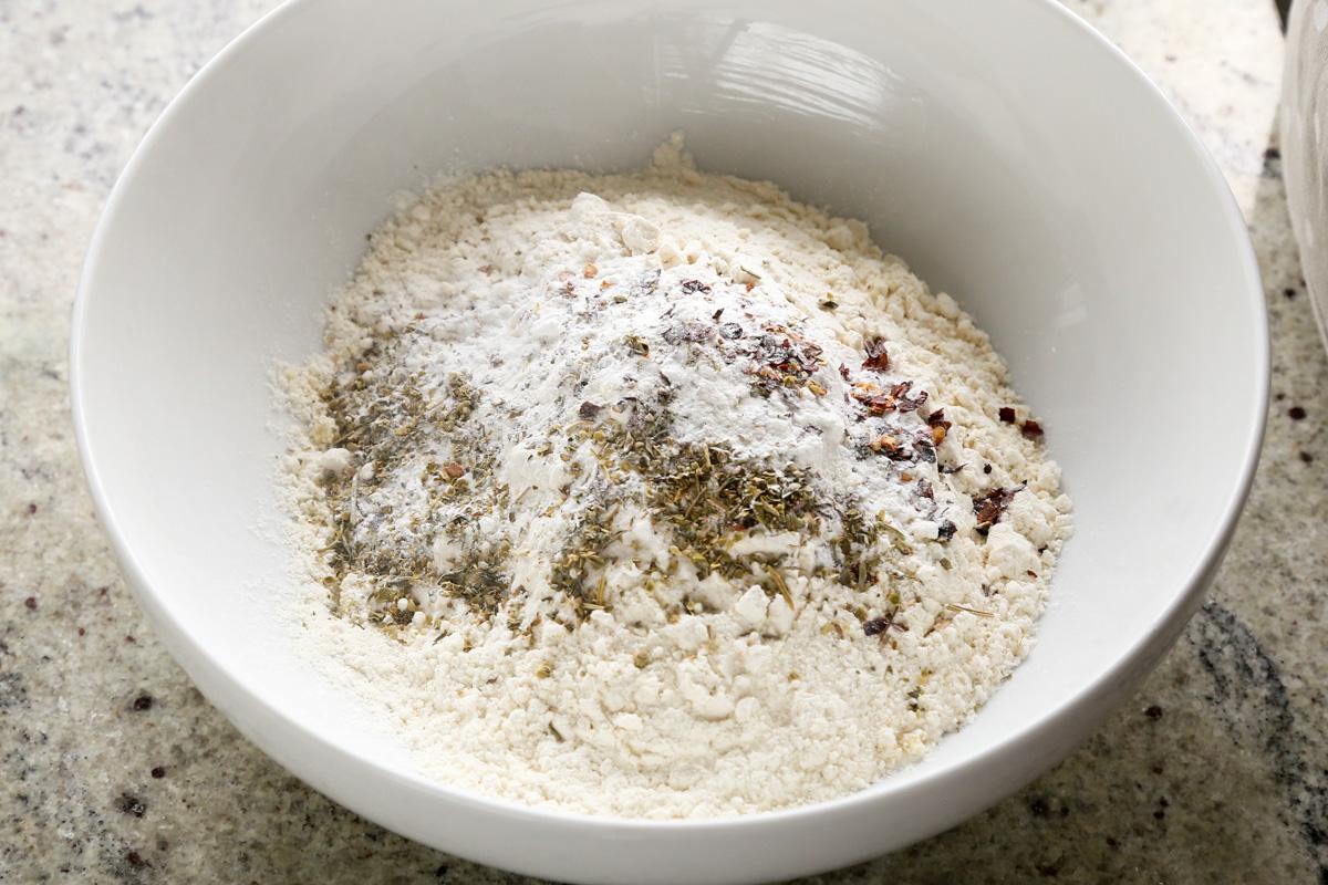 dry ingredients in the bowl before mixing