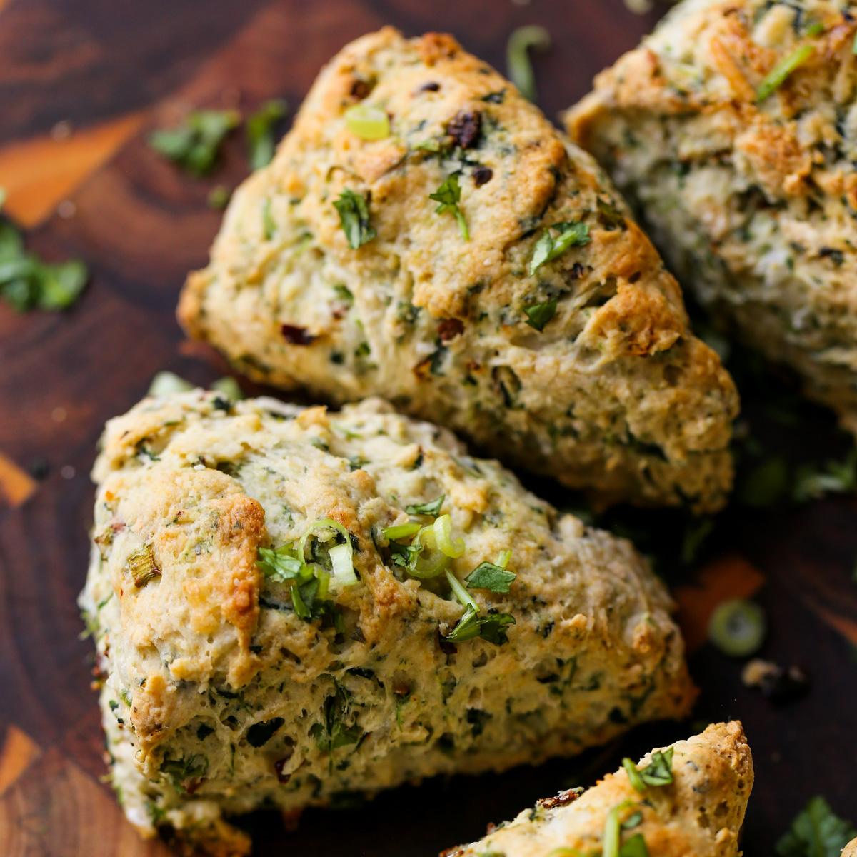 Spinach and Cheese Savory Scones (30 minutes, gf option)