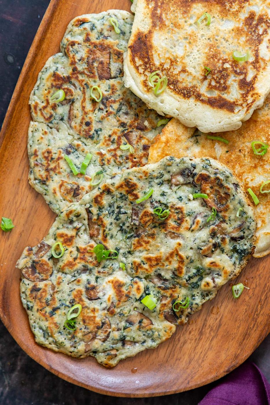 glutenfree vegan naan stuffed with spinach and mushrooms