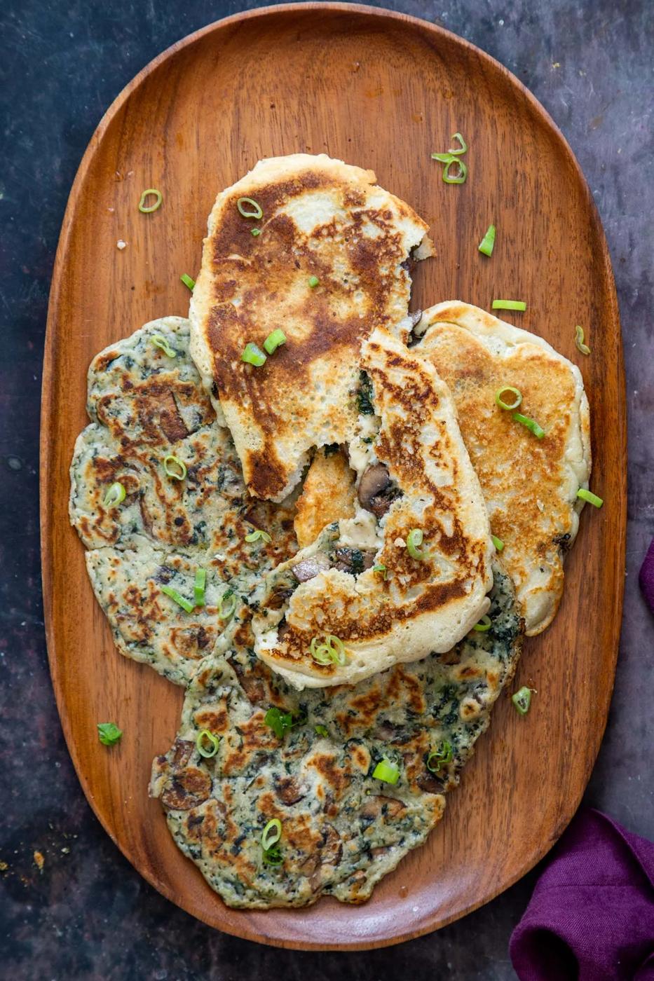 Spinach & Mushroom Stuffed Almond Flour Naan