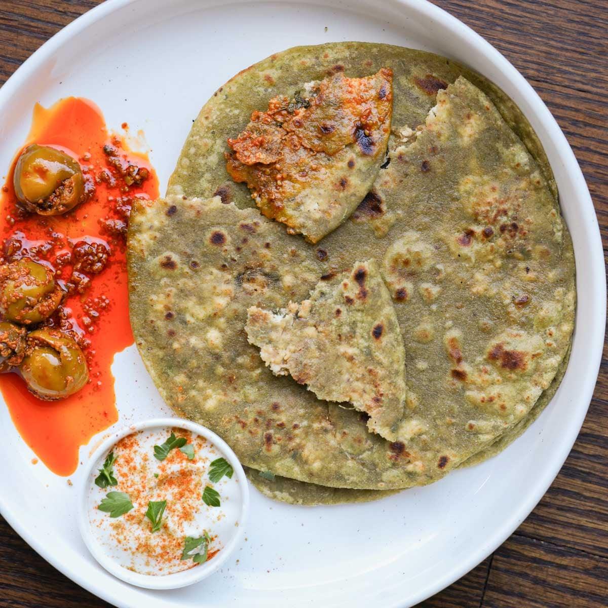 Spinach Paratha Flatbread (yeast-free)