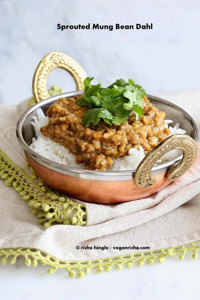 Sprouted Mung Bean Dal Soup. Sabut Hari Moong Dahl. Vegan Glutenfree Recipe