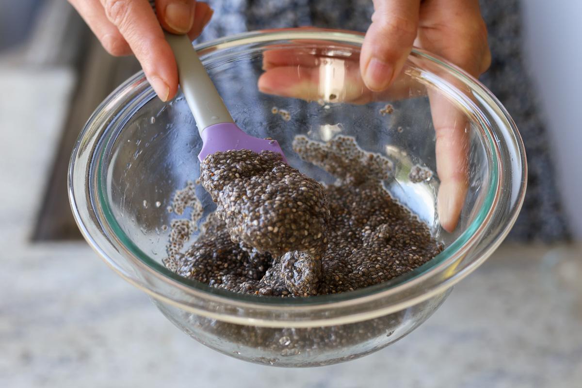 bowl of thickened chia seeds