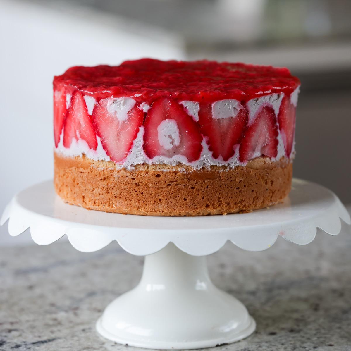 Strawberry Mousse Cake (vegan, gluten-free option)