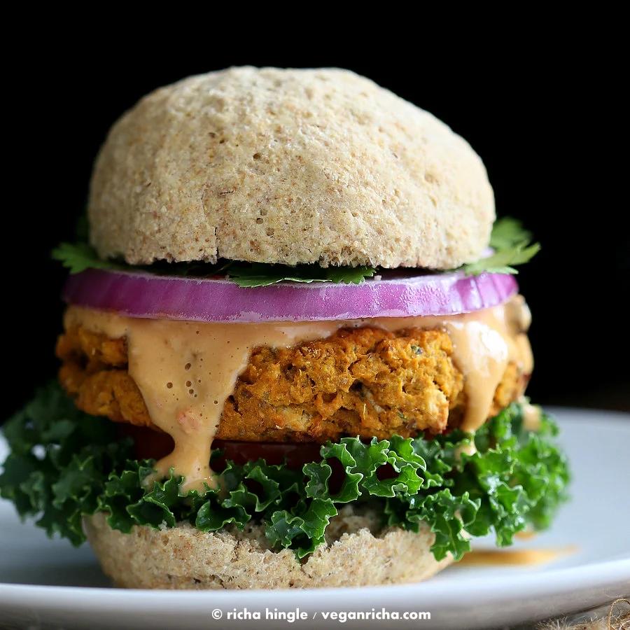Sweet Potato Peanut Burgers | Pitzn
