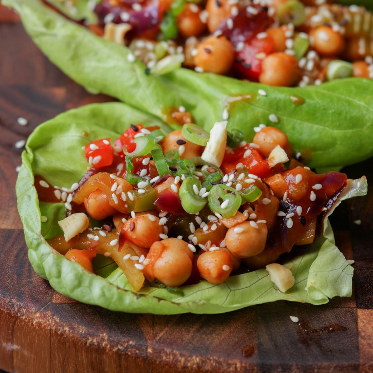 Gochujang Chickpea Lettuce Wraps