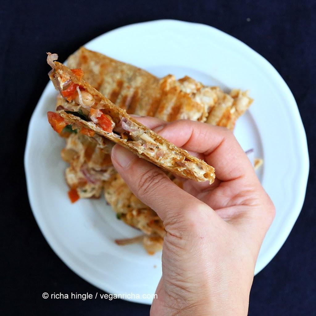 Taco Spice Vegan White Bean Quesadilla with Vegan pepper jack cheese | Pitzn