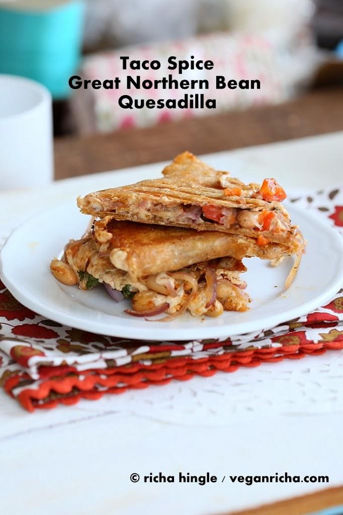 Taco Spice Vegan White Bean Quesadilla with Vegan pepper jack cheese | Pitzn