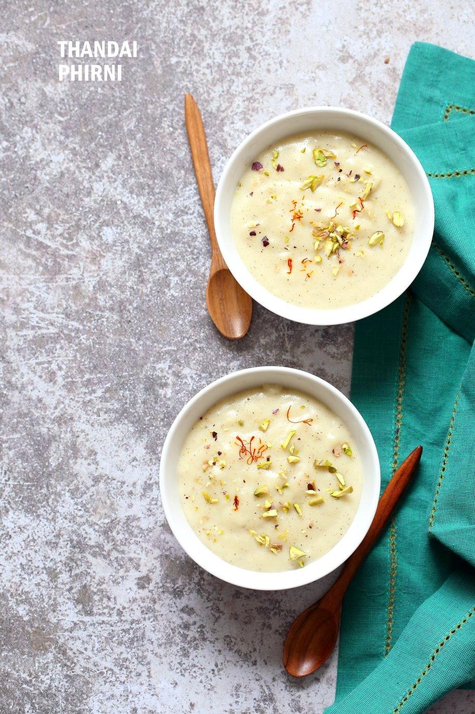 Thandai Phirni – Spiced Rice Flour Pudding