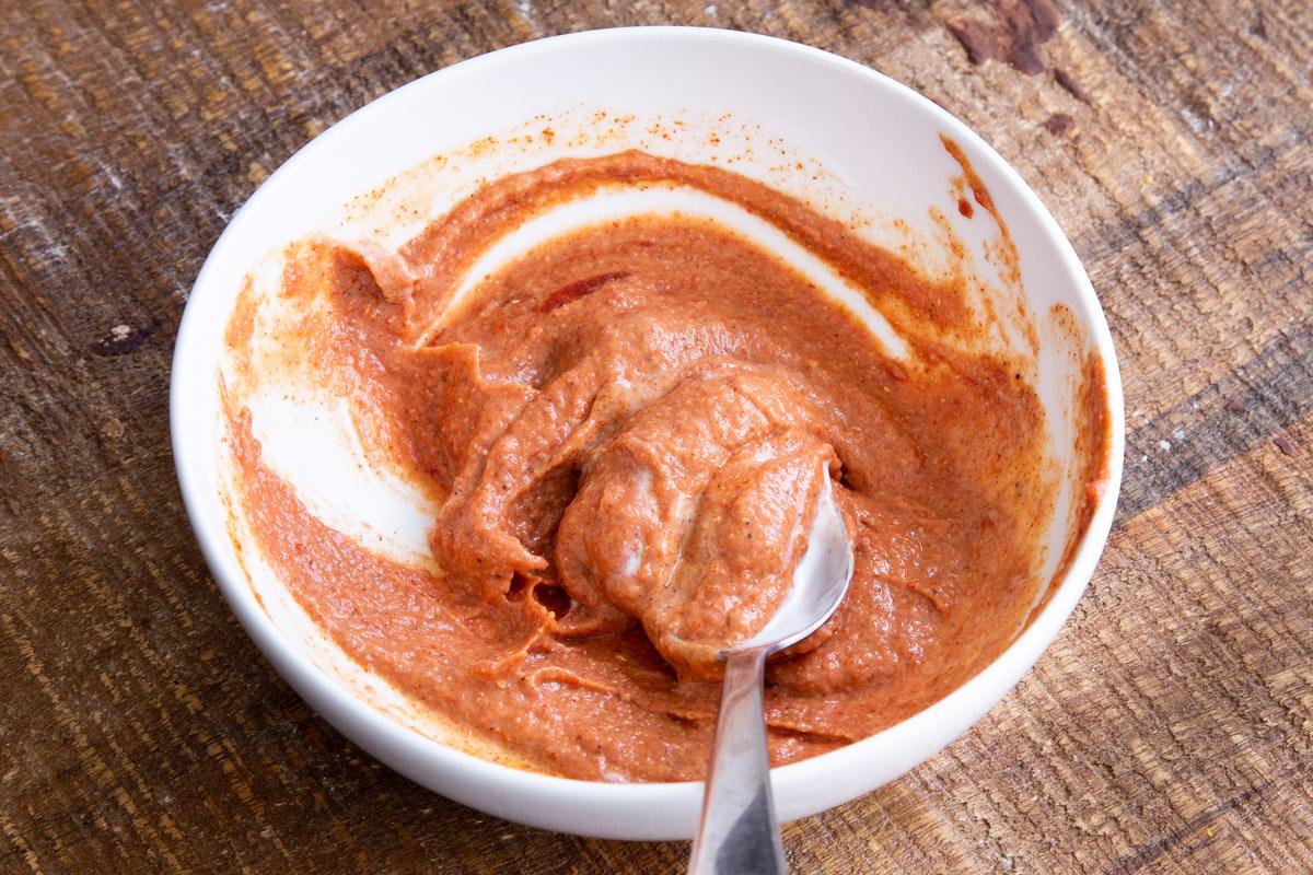 Indian spiced creamy tikka masala dressing in a small bowl