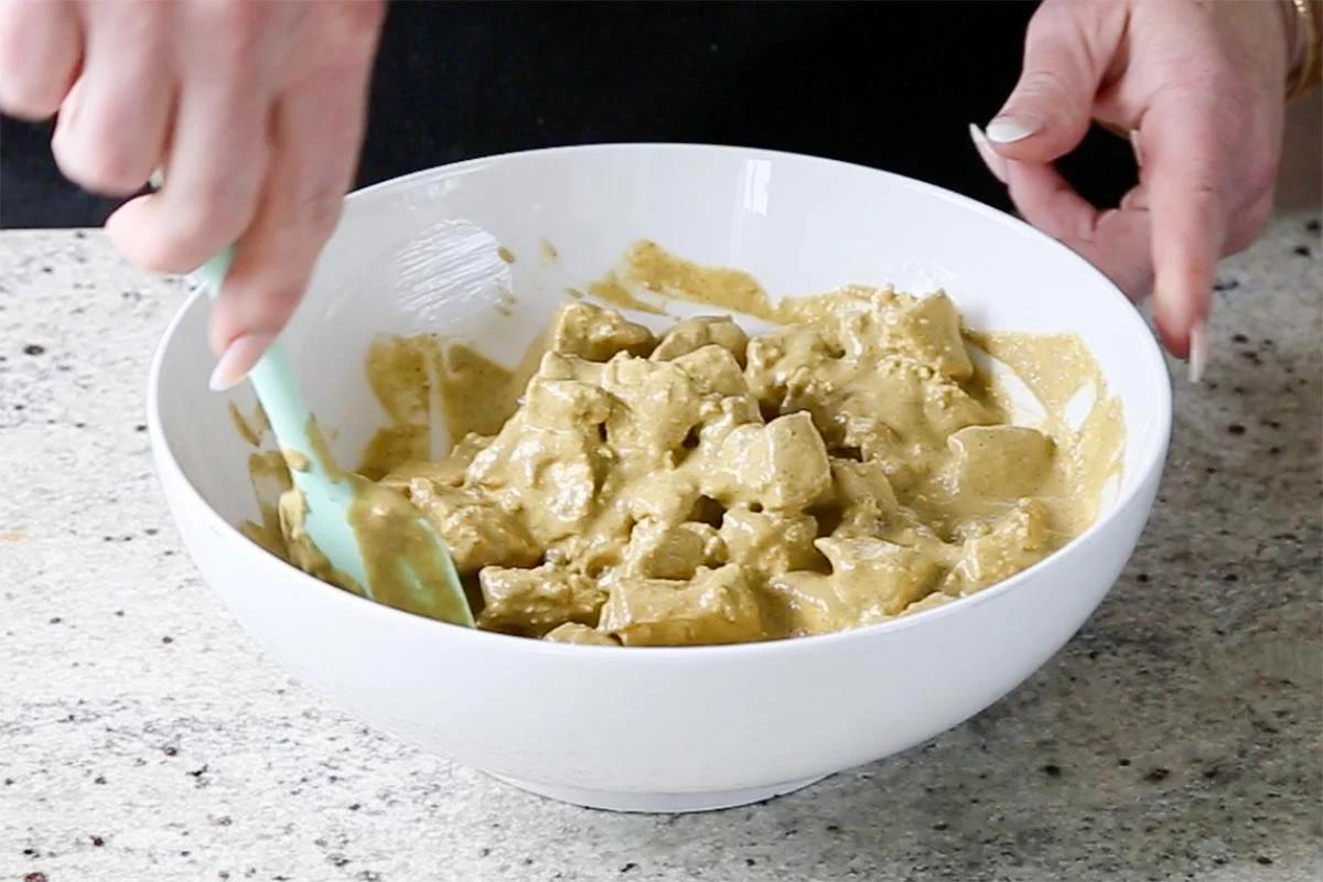 tofu mixed in the marinade