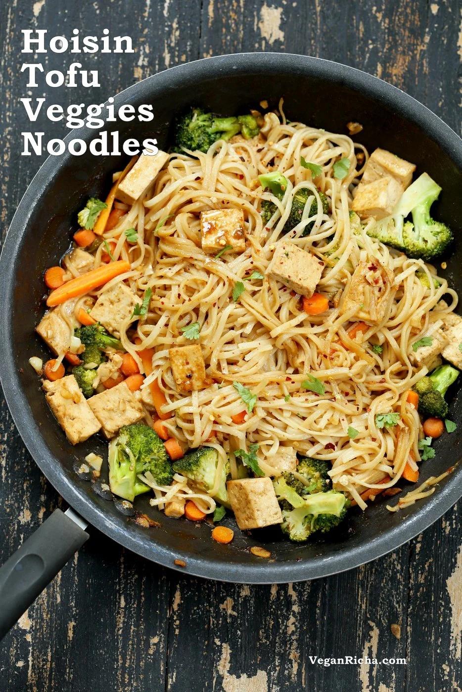 Tofu and Brown Rice Noodles in Hoisin Sauce
