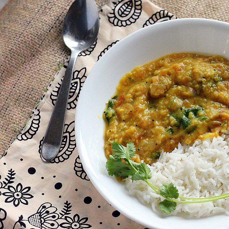 Toor Daal with Bay Leaf and crisp Cilantro (Pigeon Pea soup) with Jeera Rice. vegan glutenfree