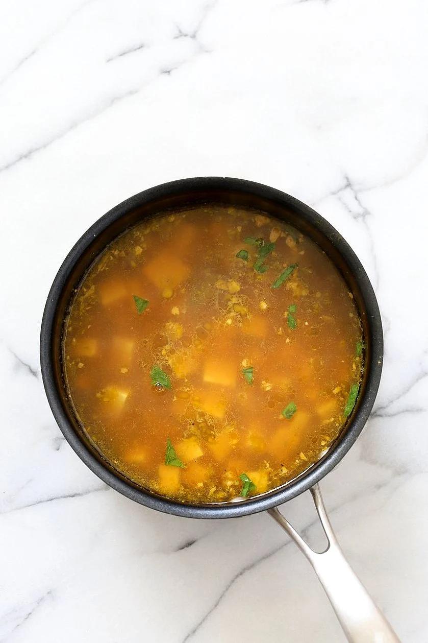 Turmeric Miso Soup With Ginger, Garlic and Tofu. Kick that cold with this soothing, anti inflammatory, brothy soup. Vegan Gluten-free Nut-free #vegan #Recipe #veganricha | VeganRicha.com