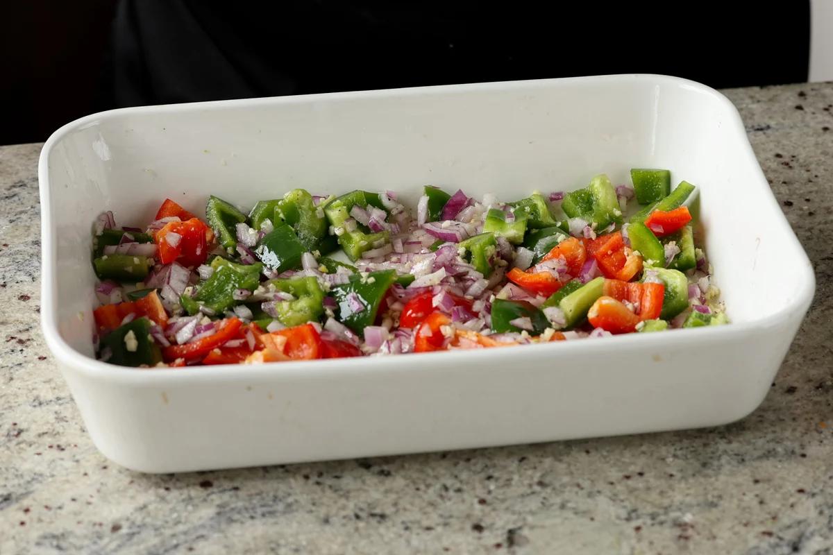 adding onion to the veggie mixture
