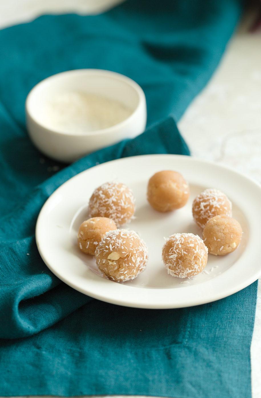 Vegan Almond Halwa made into almond ladoo