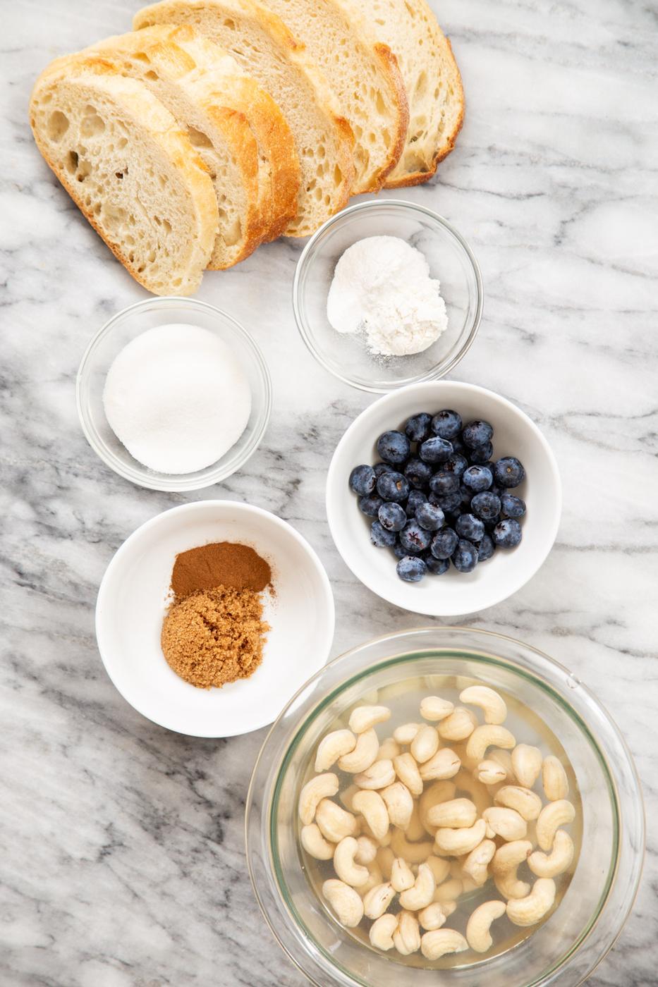 ingredients needed for making vegan baked French Toast casserole