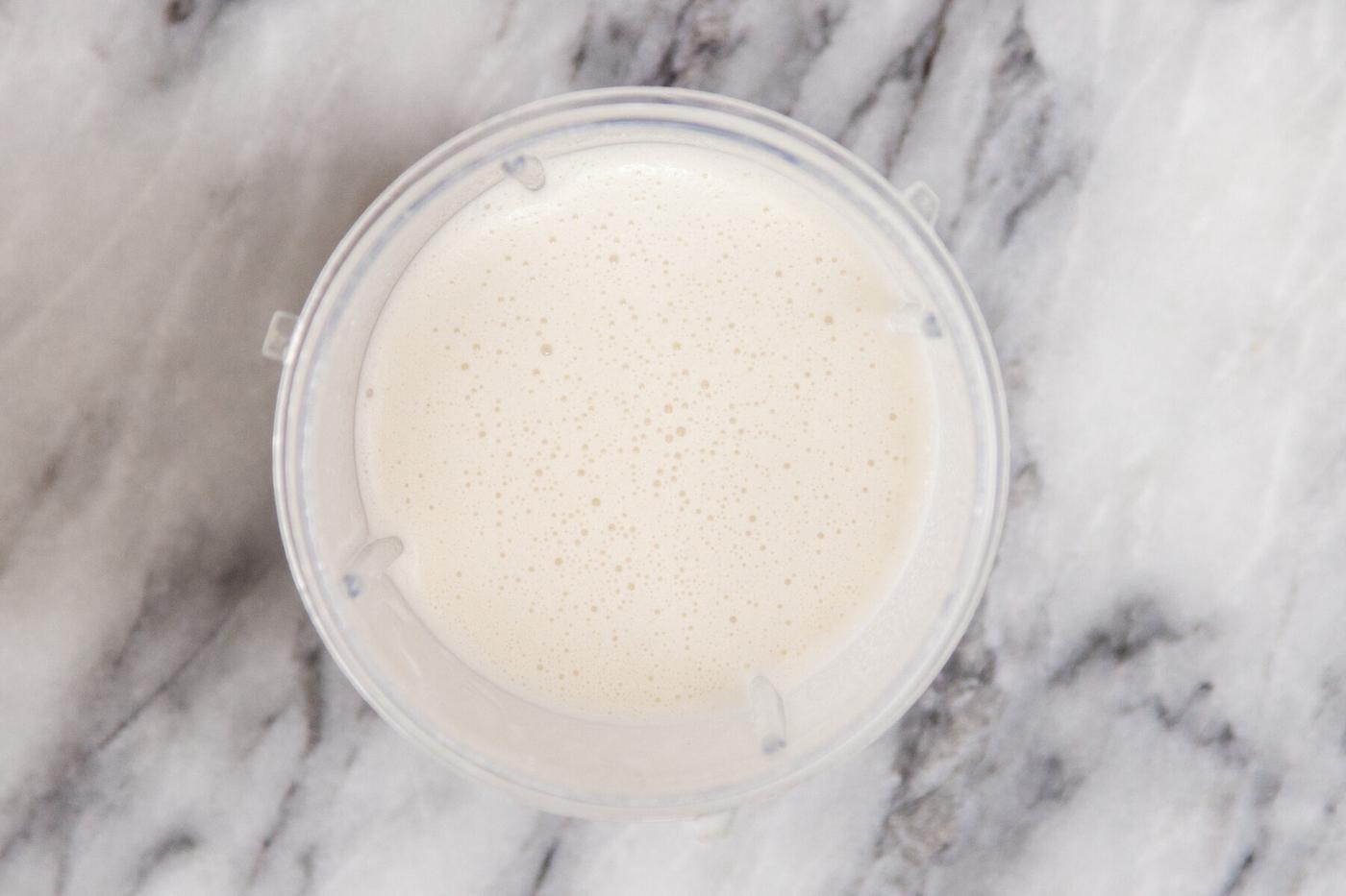 vegan cashew custard in a small container