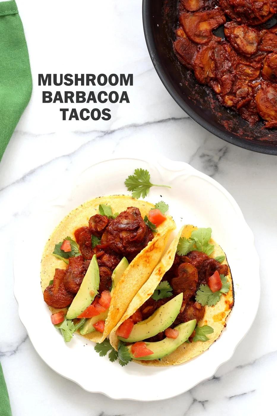 Vegan Barbacoa Mushroom Tacos . These saucy Barbacoa Tacos are super easy and versatile. Use the from scratch chile sauce with beans, lentils or other shredded vegetables for variation. 1 Pot Vegan Barbacoa Recipe. #Glutenfree #Nutfree #soyfree #Recipe #veganricha | VeganRicha.com