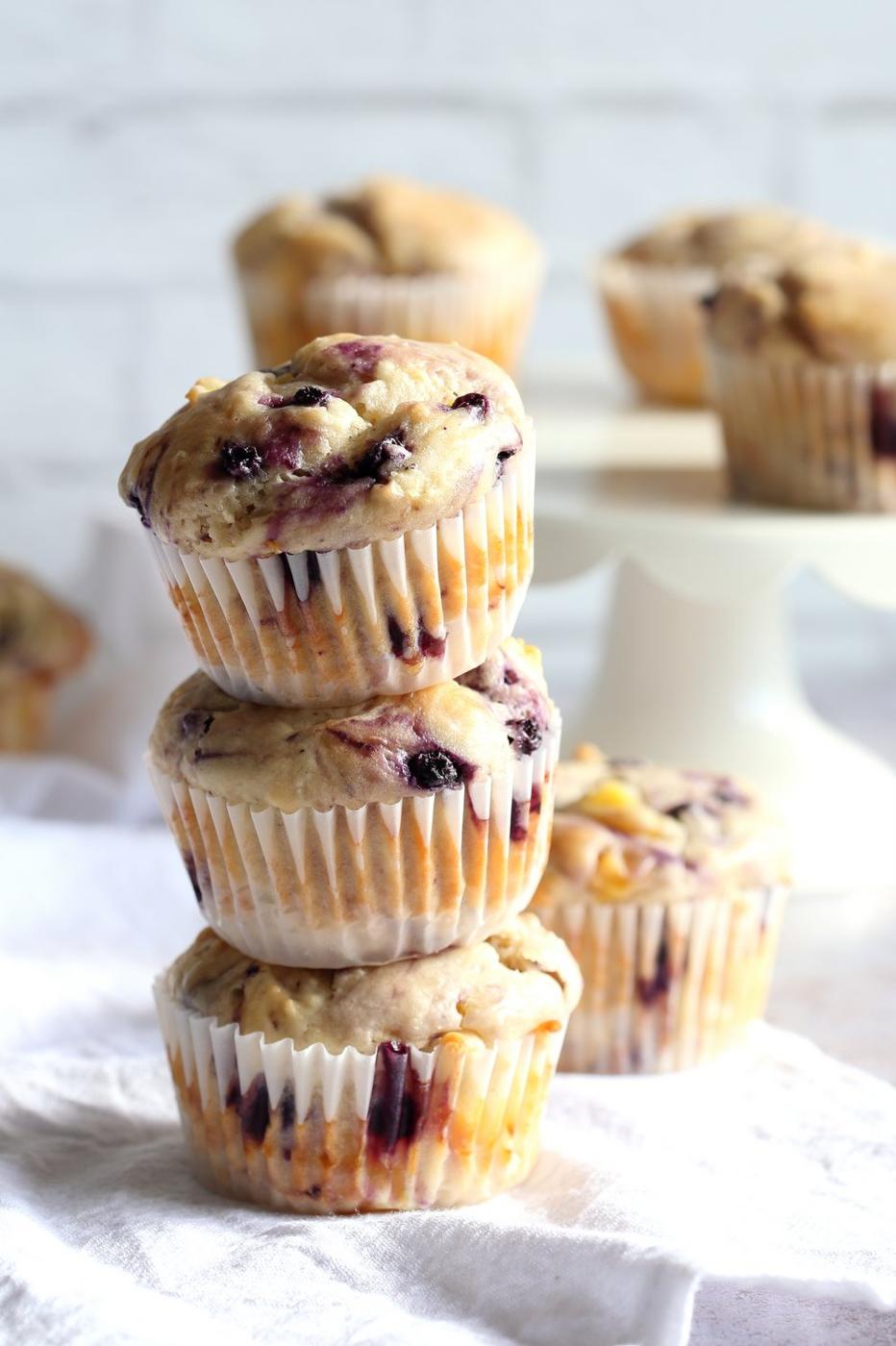 Vegan Blueberry Muffins with Cream Cheese & Pineapples. Blueberry Cheesecake Muffins! Soft, Moist, Delicious Pound Cake like Muffins. #Vegan #Soyfree #Recipe. #veganricha
