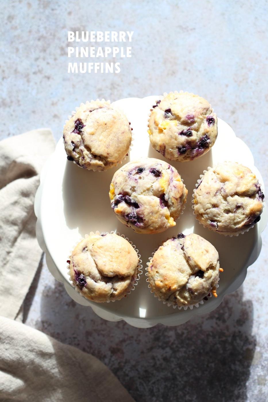 Vegan Blueberry Cheesecake Muffins with Pineapple