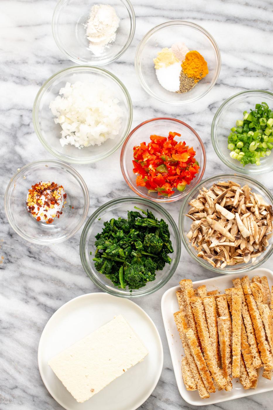 ingredients for making vegan egg casserole