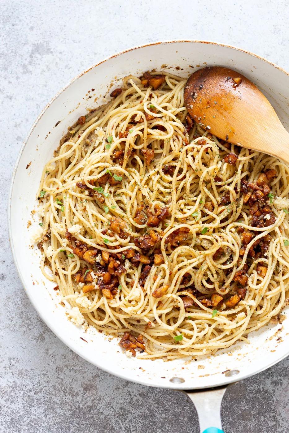 Vegan Cacio e Pepe with Smoky Balsamic Chickpea tofu