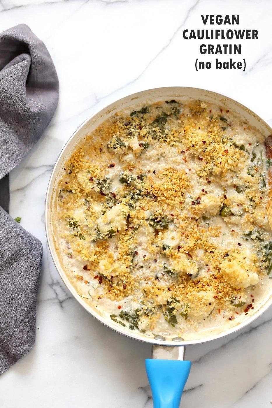 Vegan Cauliflower Gratin – Creamy, Spiced, No Bake