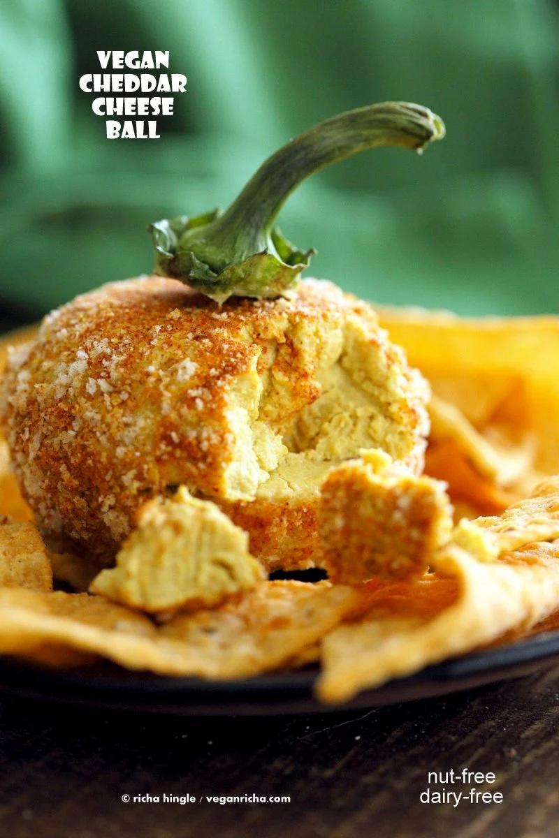 Vegan Cheese Ball No Nuts Cheddar Cheese Ball