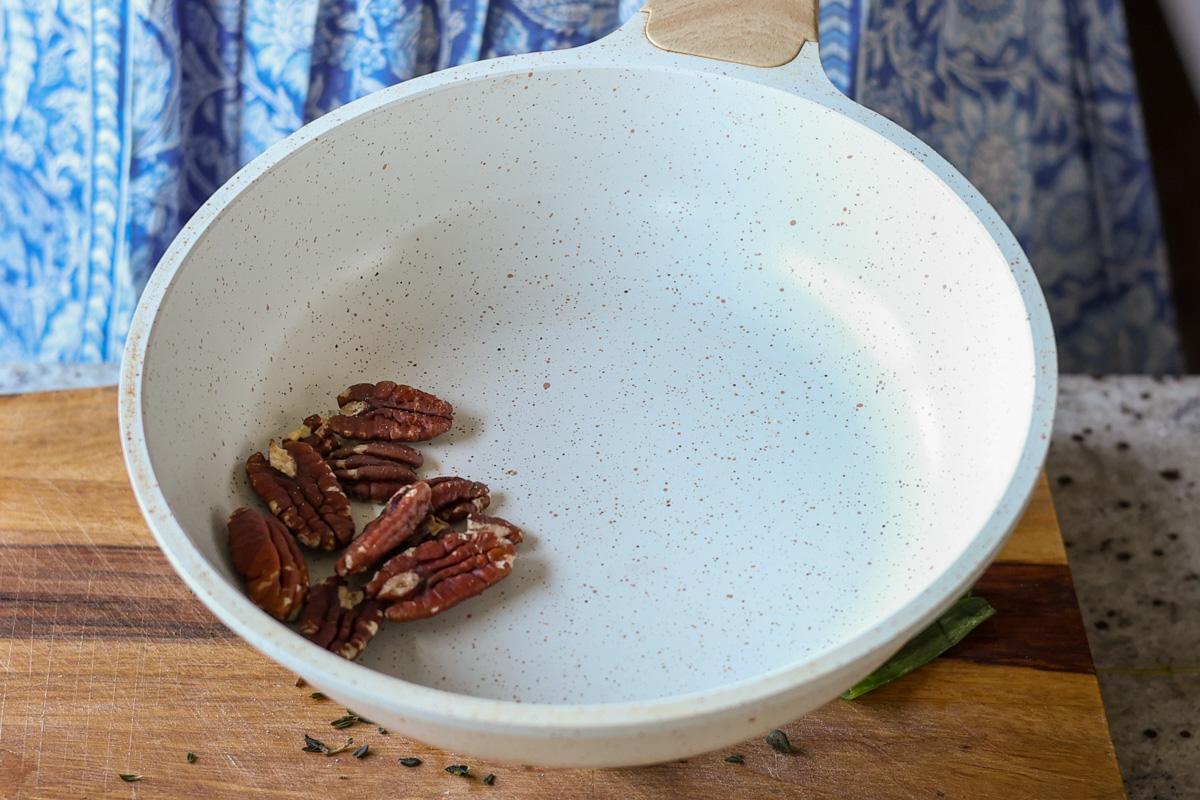 toasting the pecans