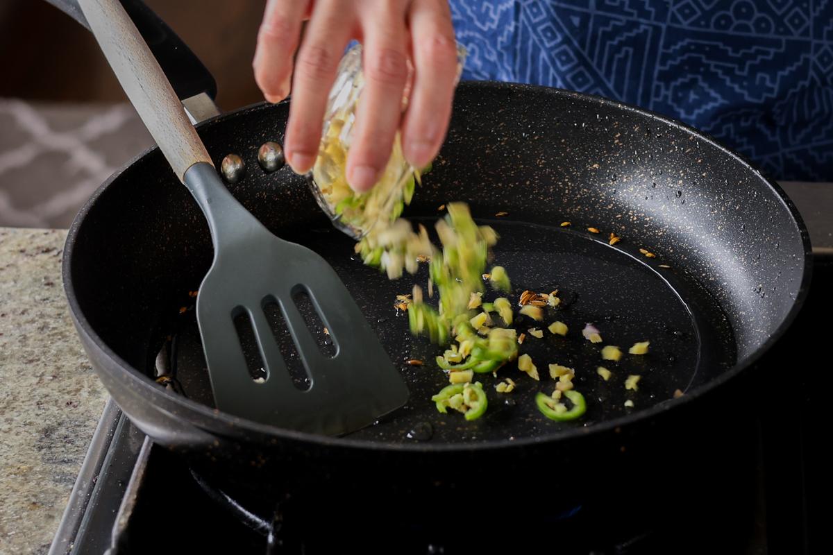adding aromatics to the pan