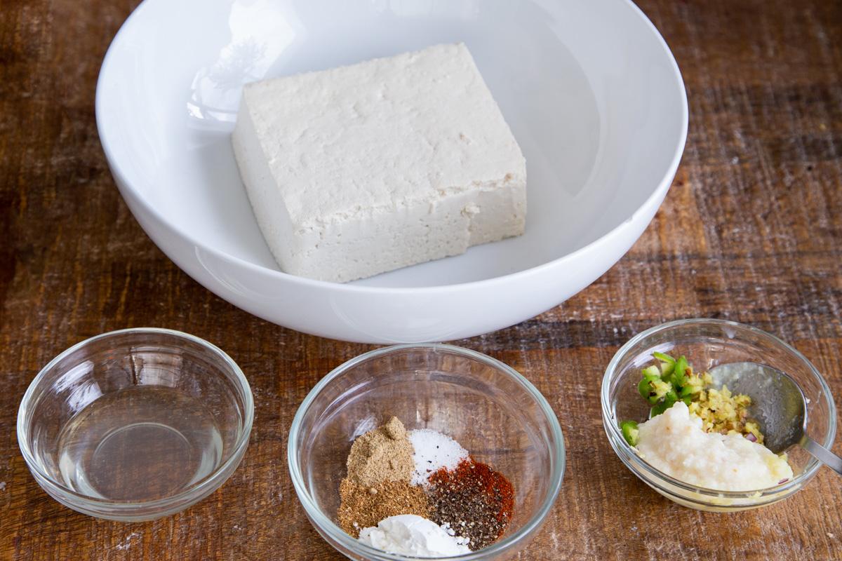 ingredients for making vegan chicken changezi