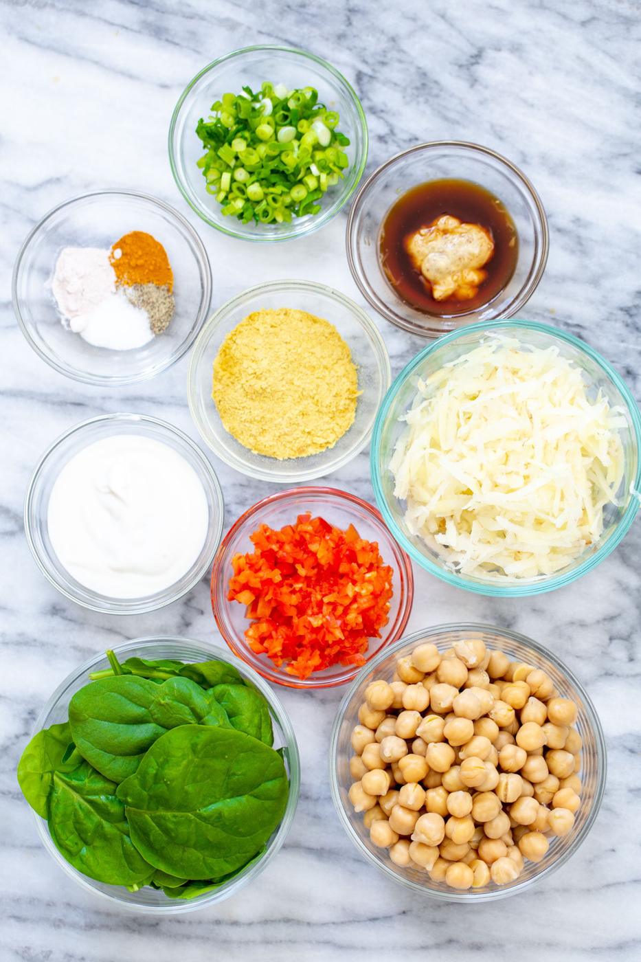ingredients used to make vegan chickpea breakfast rolls