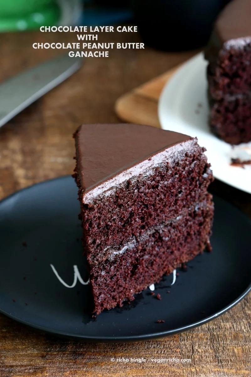 Vegan Chocolate Cake with Chocolate Peanut Butter Ganache
