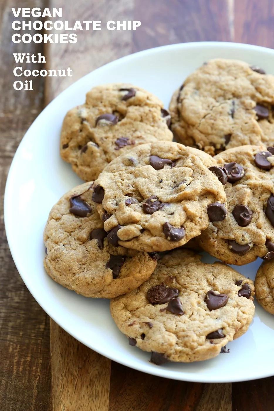 Vegan Chocolate Chip Cookies with Coconut Oil. Palm Oil Free Recipe