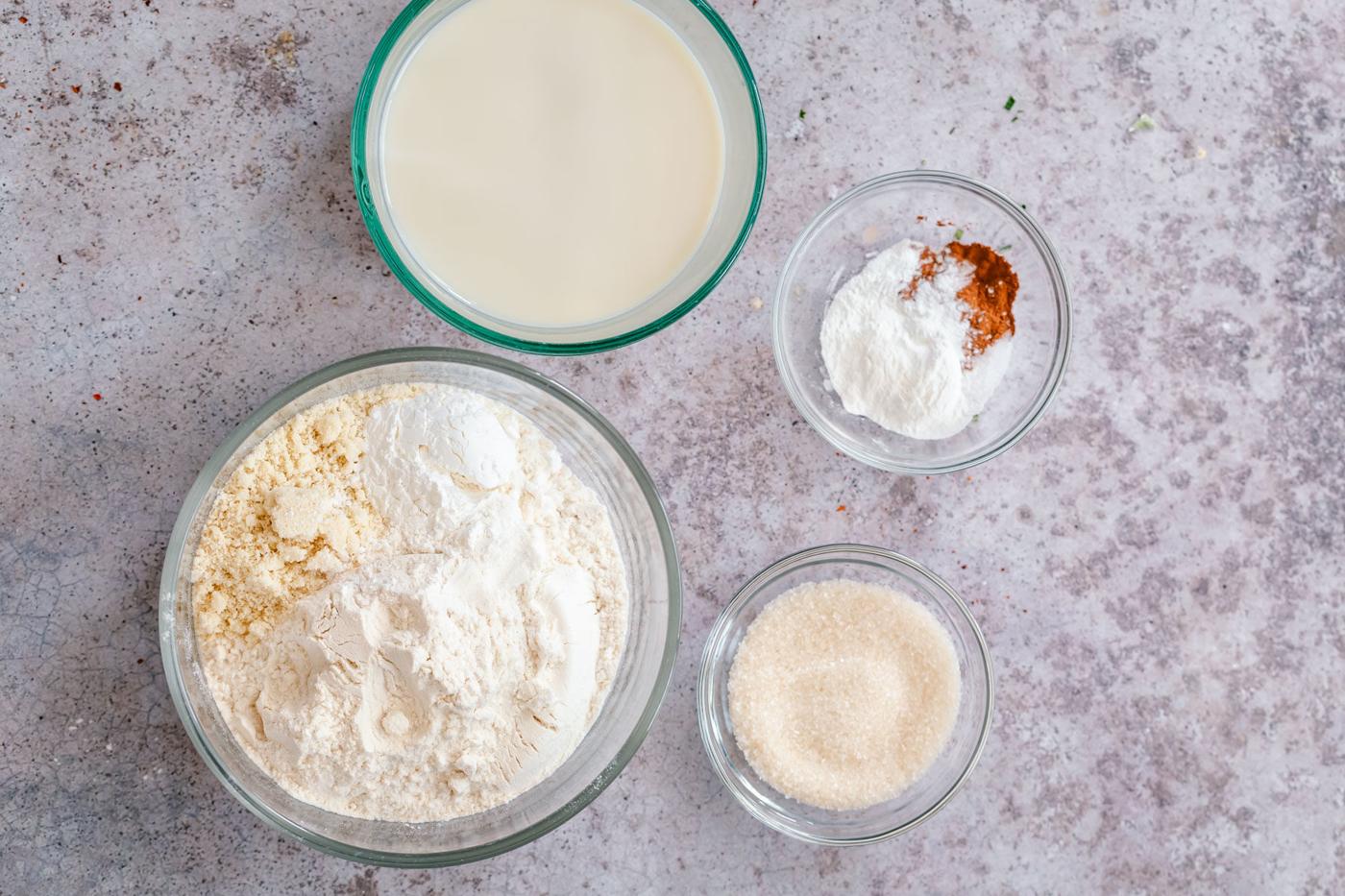 overhead shot of ingredients needed for making vegan biscotti recipe
